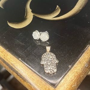 Sterling silver earrings and necklace pendant